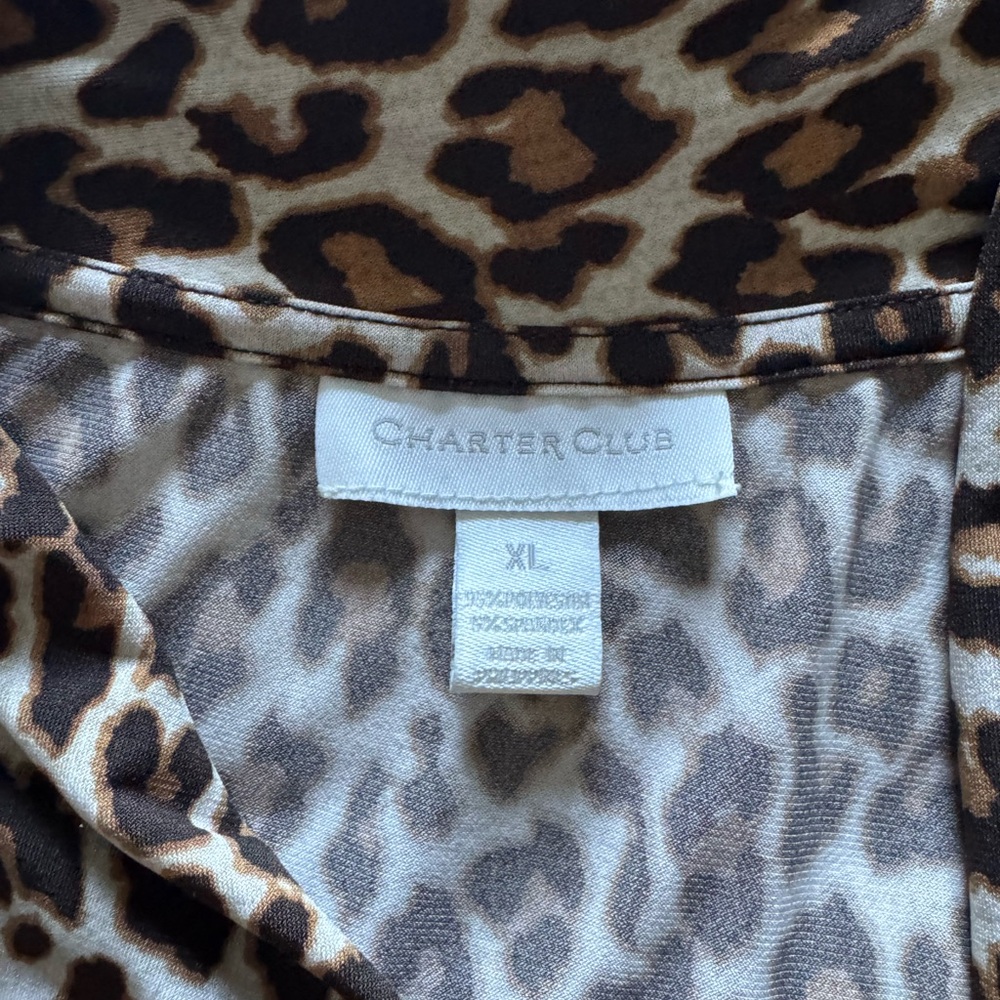 Charter Club Animal Print Top in Brown and Tan